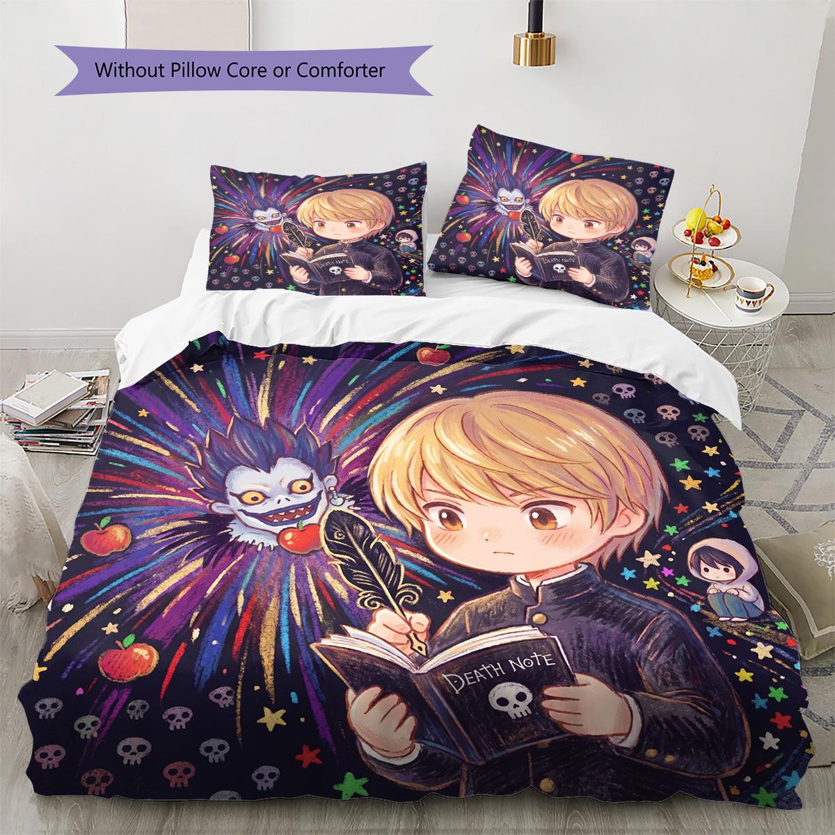 

Death Note Pattern Bedding Quilt Set Quilt Cover Pillowcase Home Decoration Birthday Gift (1 * duvet cover + 2 * pillowcase, without core) 135x200cm