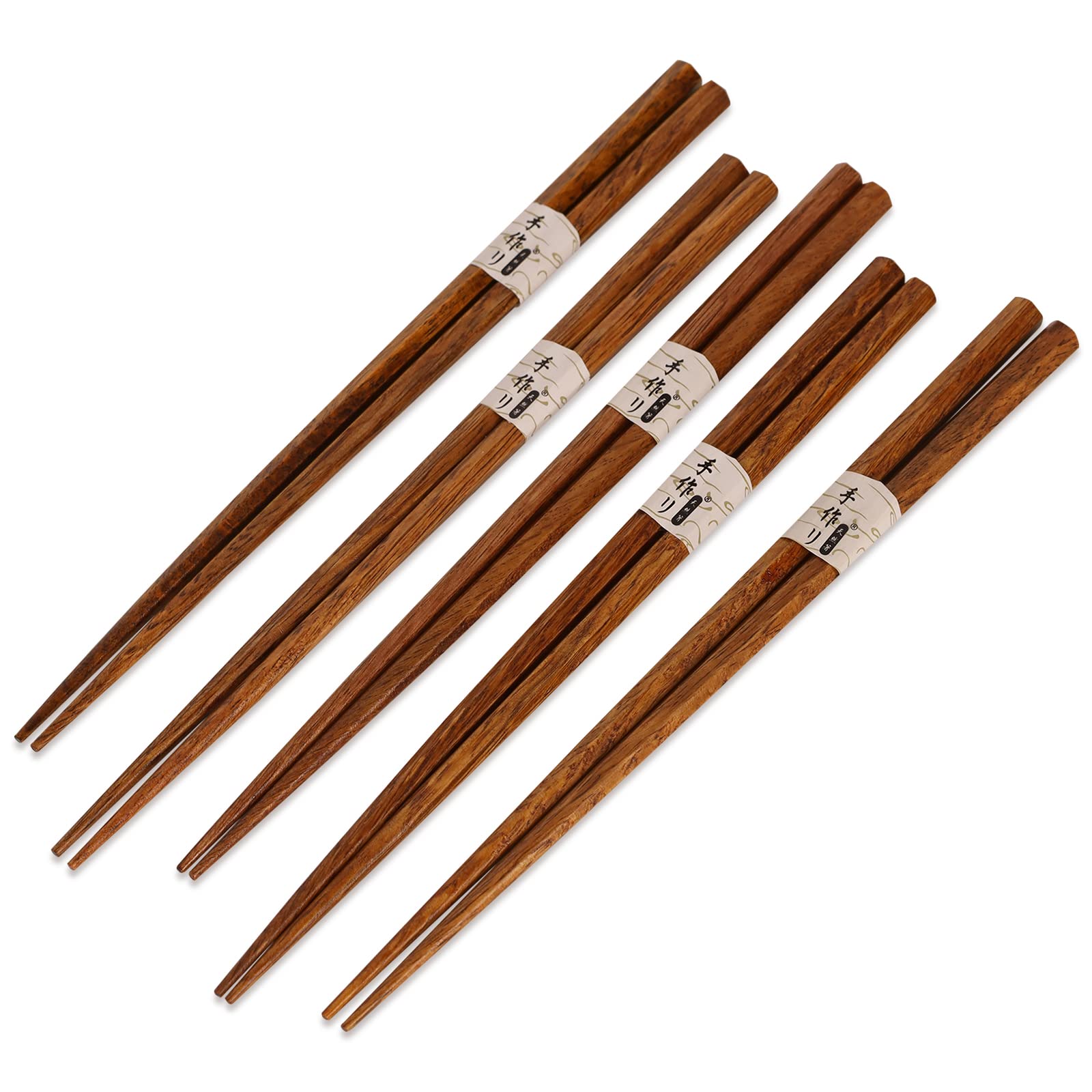 

HTB Natural Wood Hexagonal Set of Wooden Chopsticks for for Home and Everyday Japanese Durable and Chopsticks, 5, 22.5cm, Guests, Non-Slip, Use,