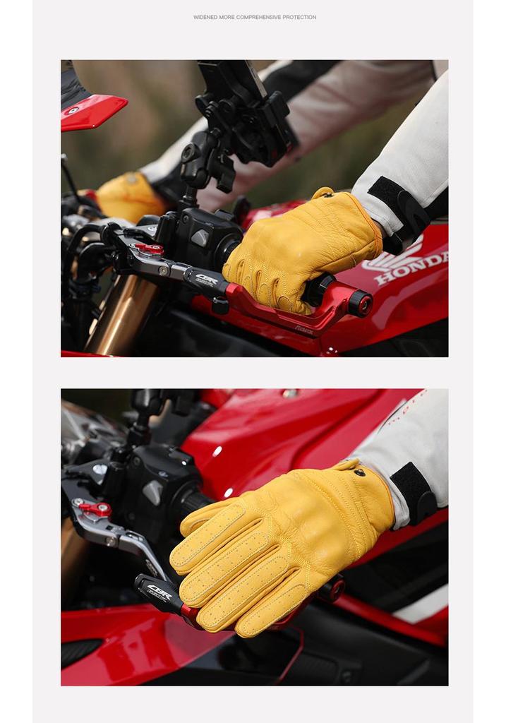Men's Harley Retro Cowhide Windproof Motorcycle Gloves, Protective and Anti-fall for All Seasons Outdoor Riding.