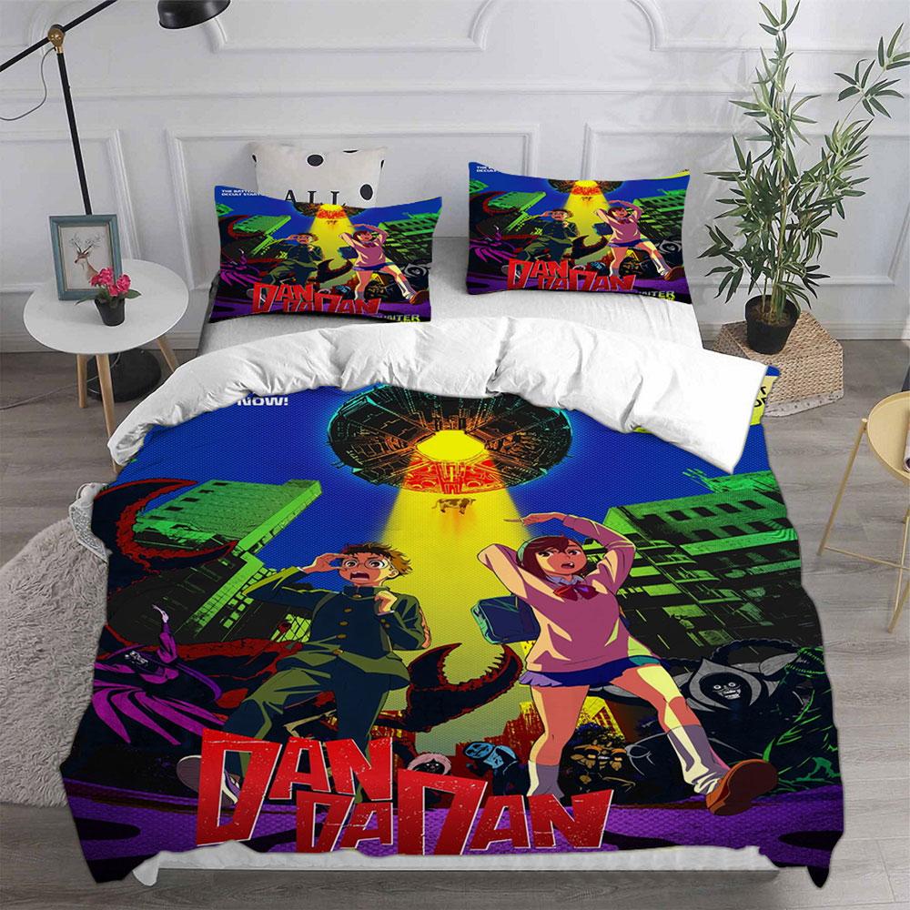 Seturi de lenjerie de pat noi Anime DAN DA DAN cu imprimeu de desene animate Set rafinat de articole de pat Set husă de plapumă cu plapumă Set luxos cadou de ziua de naștere