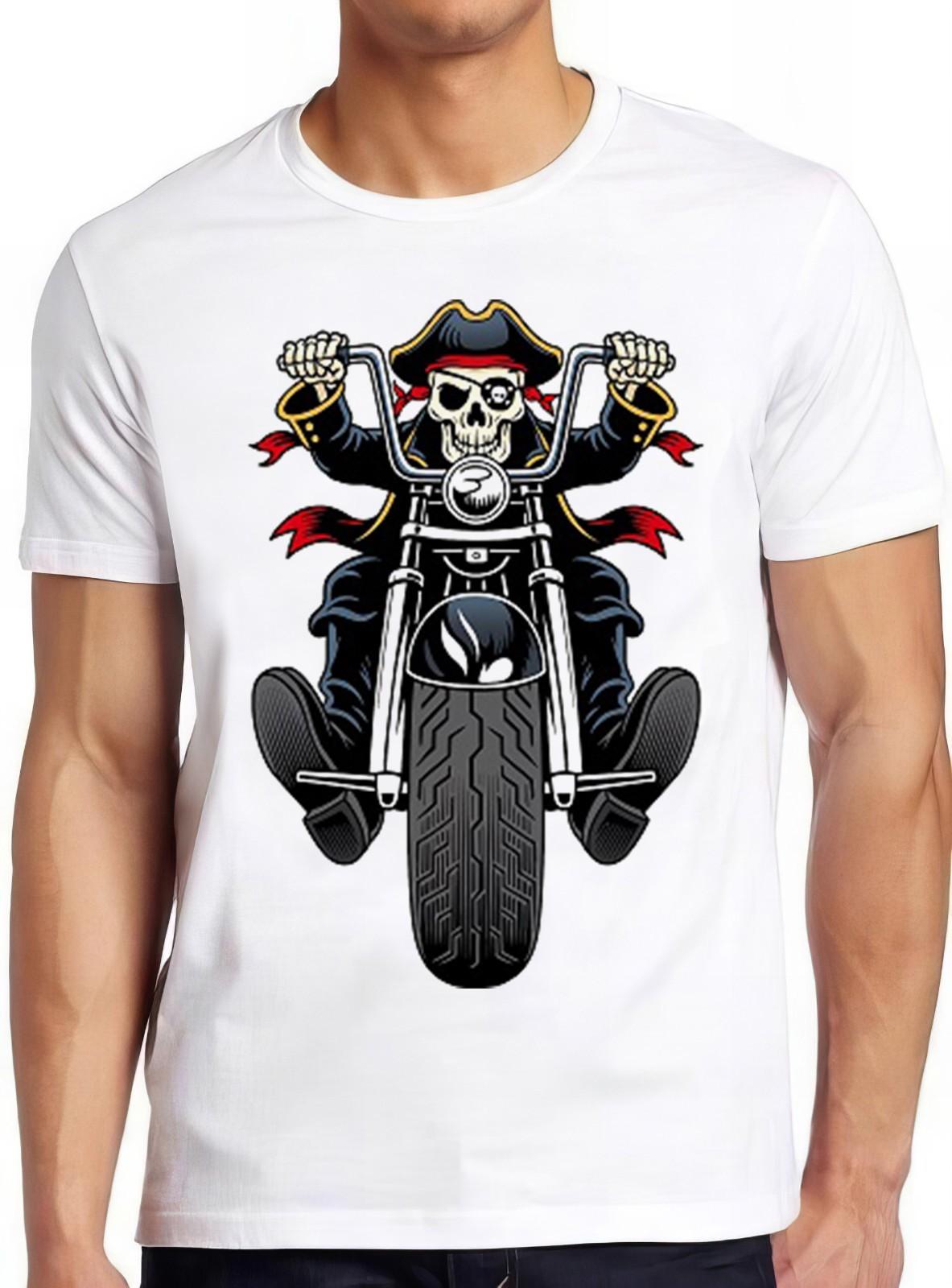Skull Biker T Shirt Pirate Motorbike Ride Bike Cool Gift Tee 2662 S разноцветный