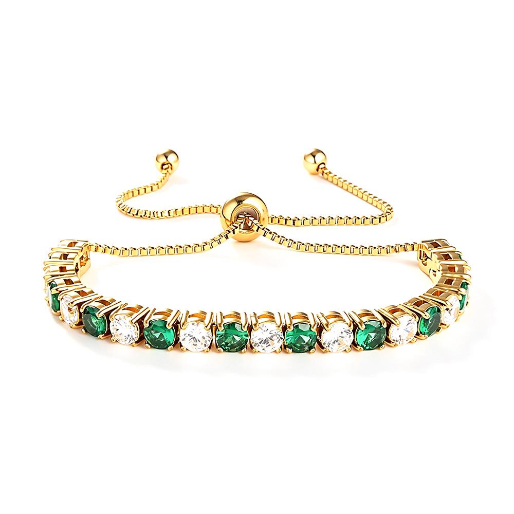 Elegant 4mm Zircon Women's Adjustable Stainless Steel Bracelet