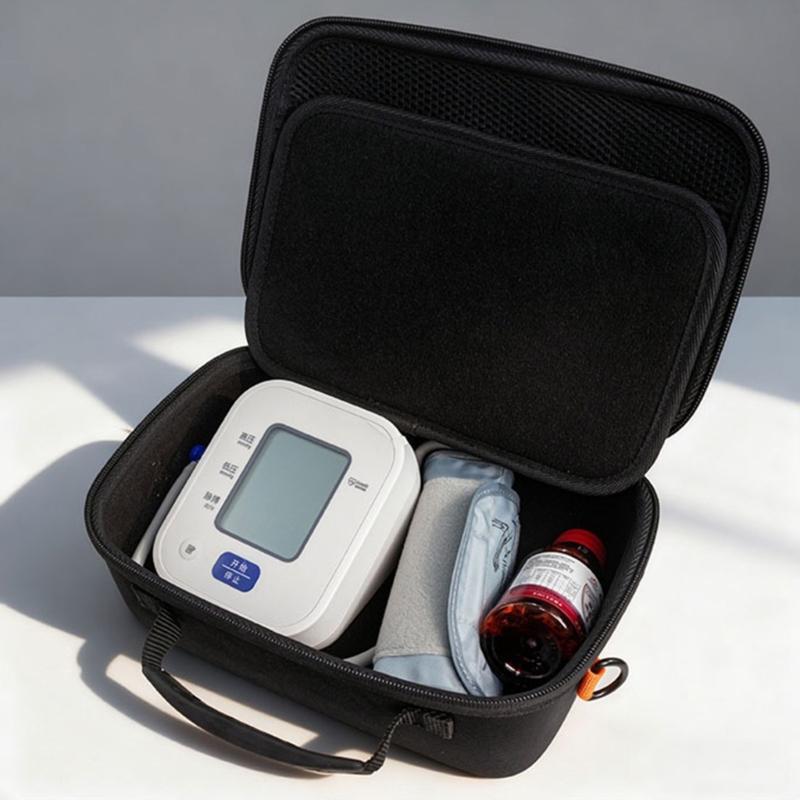 Hard Case Storage Bag for Blood Pressure Monitor Impact Resistant Pouch with Inner Pocket Shoulder Strap Carrying Bag