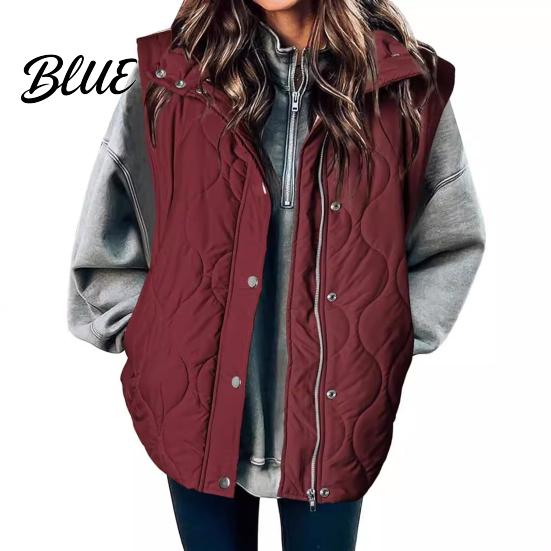 Cappotto Invernale Donna Colore Unico Spesso Senza Maniche Collo a Revers Gilet in Cotone Capo d'Abbigliamento Imbottito con Tasche