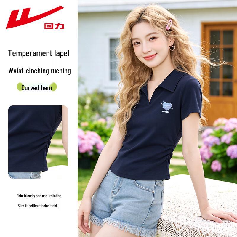 Warrior 2026 French Retro Pleated Short Sleeve T-shirt S