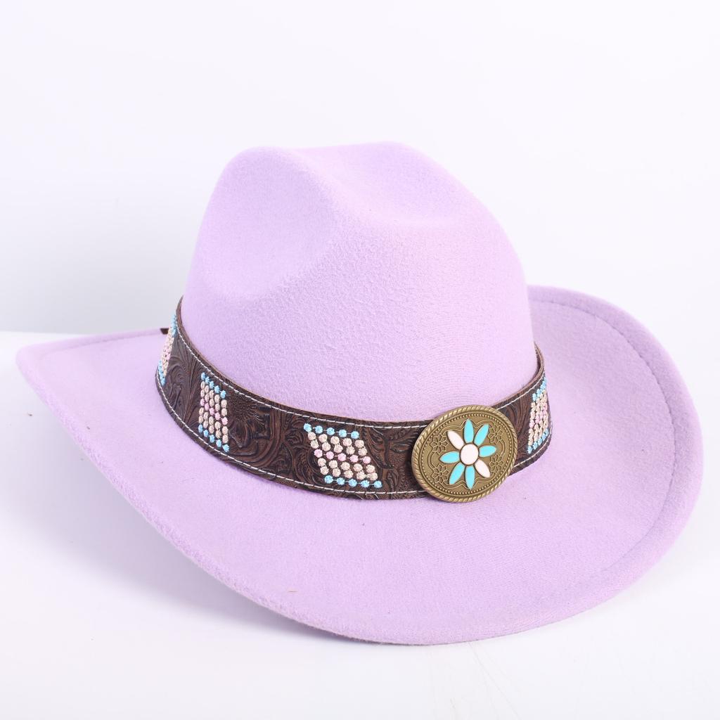 Popular European and American Fashion OL Style One-word Cowboy Hat Men's and Women's High-end Top Hat Jazz Hat Felt Hat