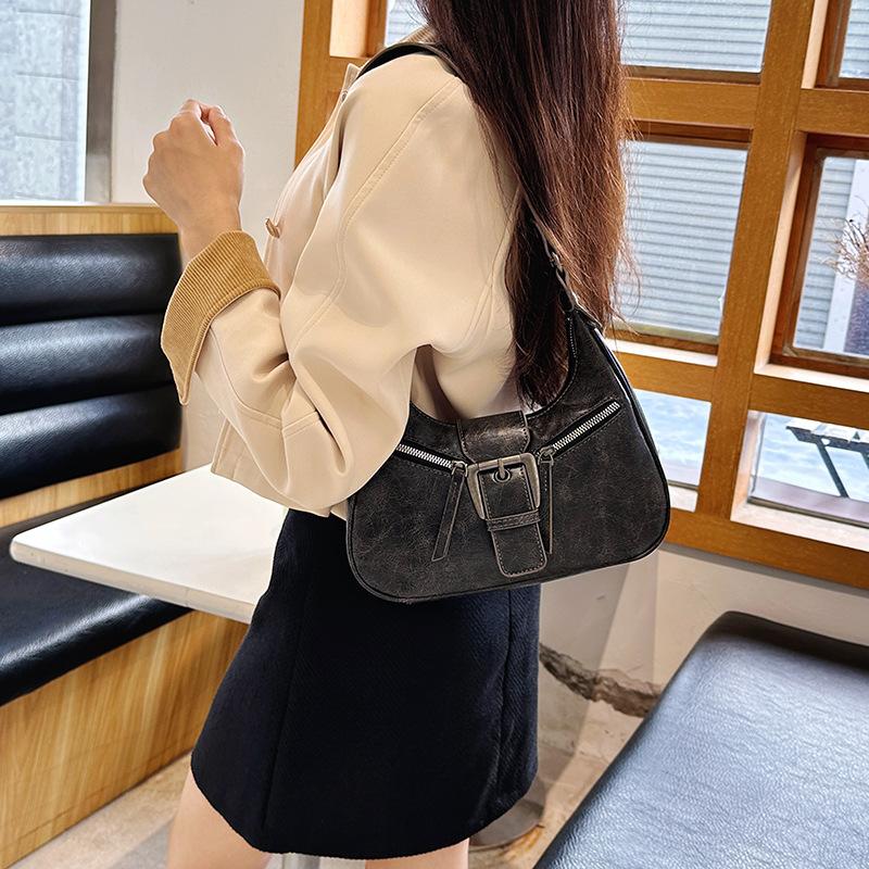 Modna torba na ramię, torba pod pachę, niszowy design, ozdoba na zamek błyskawiczny, torba typu półksiężyc do pracy