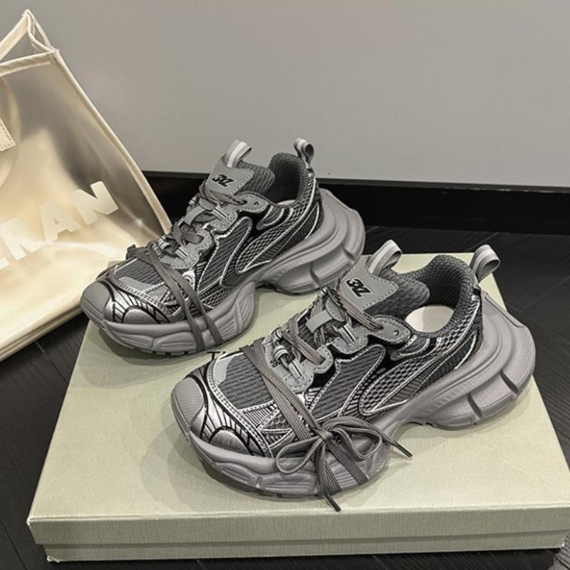 Fyra Säsonger Pappa-skor för Kvinnor, Andningsbara, Smutsiga, Gamla, Tjocka Sulan, Höjdökande, Casual Par Sportskor