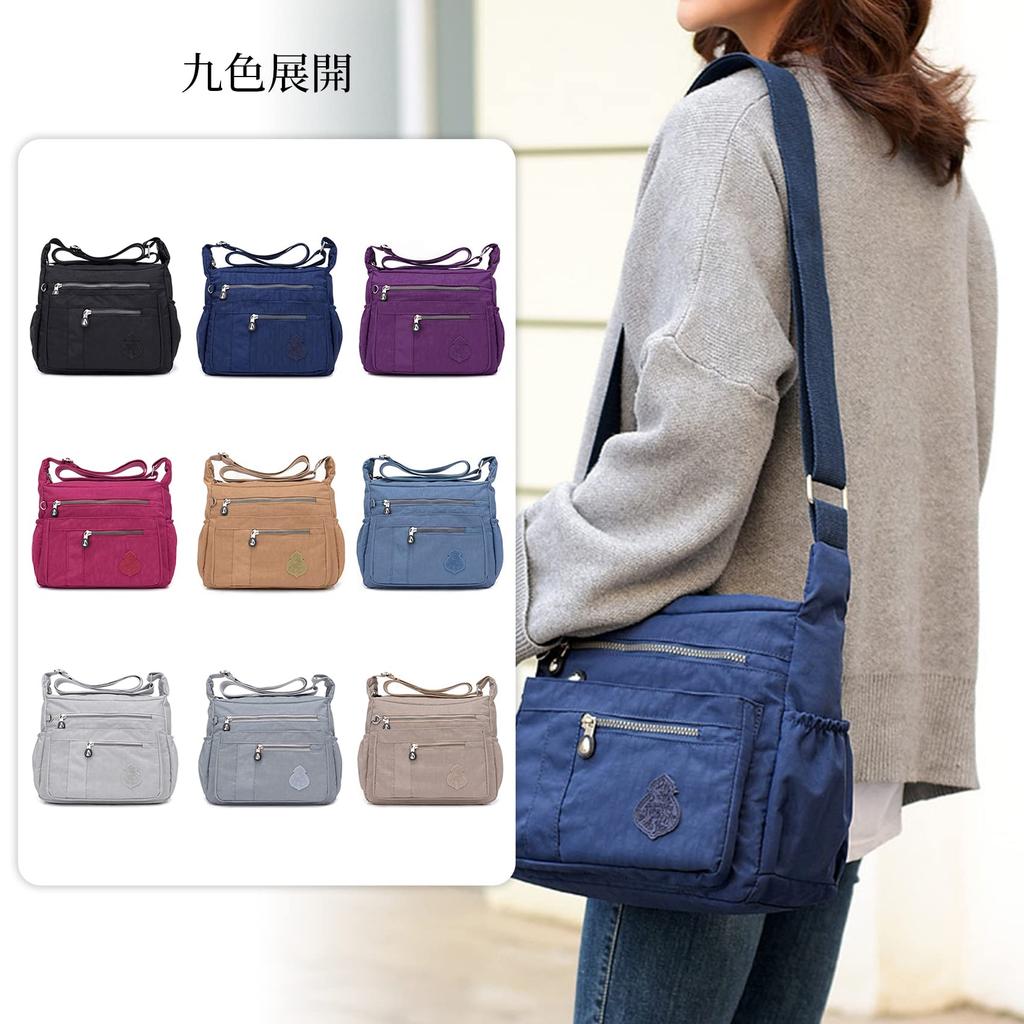 NOTAG Women's Shoulder Bag, Crossbody Bag, Men's Nylon Bag, Waterproof, Multifunctional, with Pockets, Large Capacity, Lightweight, and Organizes