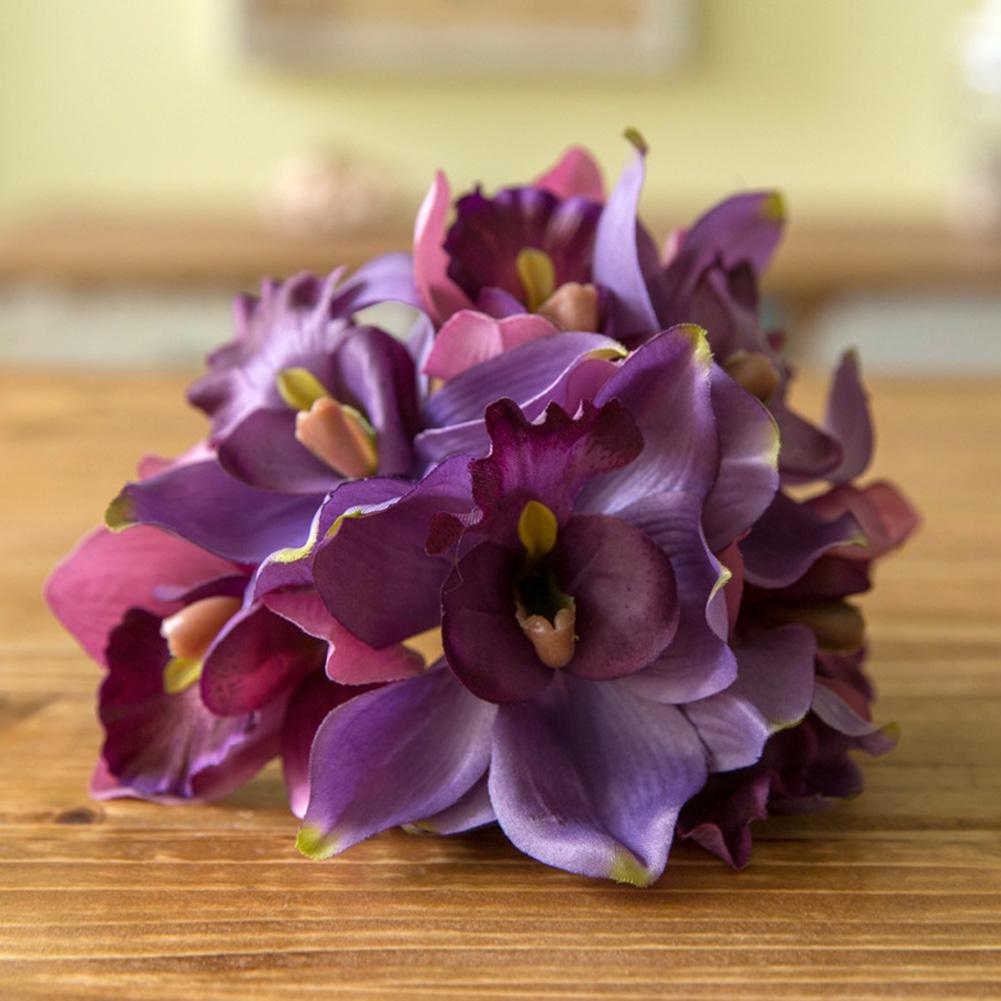 7-huvud Konstgjord Blomma Orkidé Hem Hotell Bröllop Brud Konstgjord Blomma