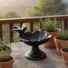 Vintage Flower Avian Feeder Stable Base Cast Metal Avian Bath Antique Design Birdbath No Assembly Required for Balcony