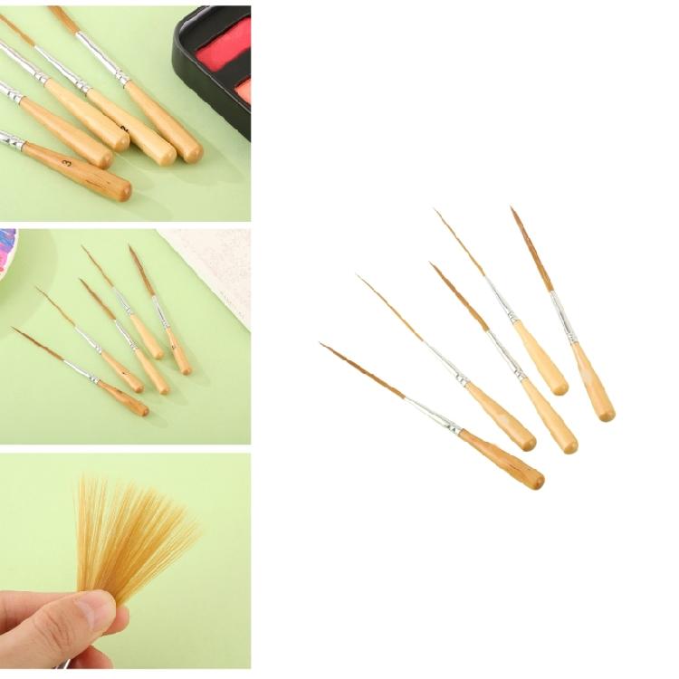 Pack of 5 Artisanal Brushes Featuring Short Grip and Elastic Bristles for Oil Gouache Creations Detailed Work