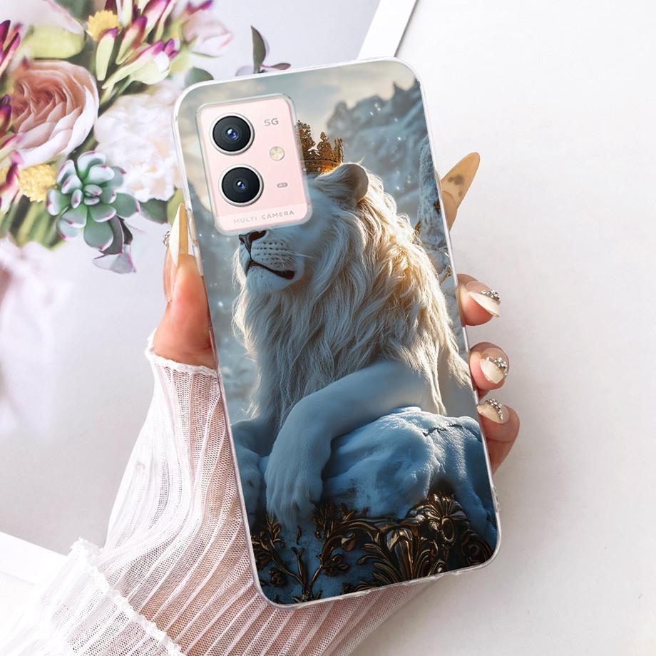 For Vivo Y33s Y55s Y55 Y75 Y21 Y21s Y21G Y21E Y21A Phone Case Floral Butterfly Bow Cat Dragon Bumper Soft Clear Silicone Cover