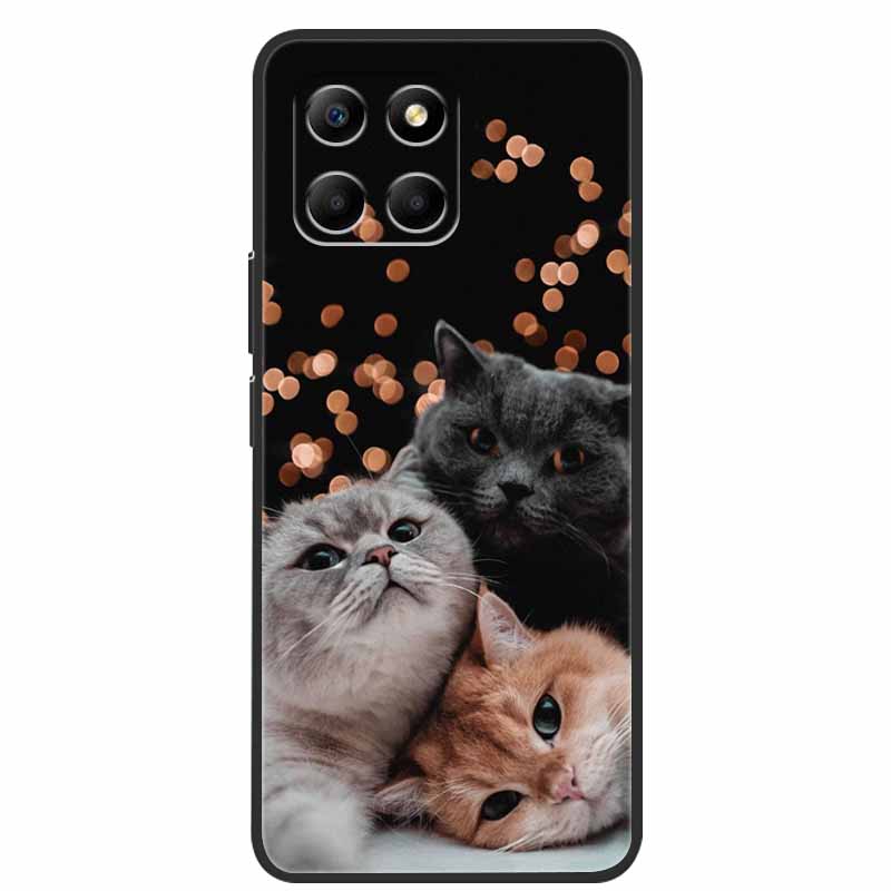 Für Honor 70 Lite Hülle Weiches TPU Silikon Bemalte Katze Schwarze Rückabdeckungen Für Huawei Honor70 Lite RBN-NX1 Hüllen Honor 70Lite 5G Tasche
