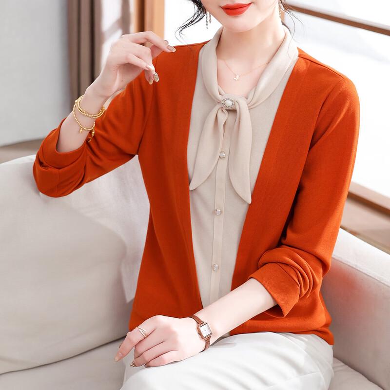 

XUEXI Женская осенняя футболка с длинным рукавом, имитация двух частей 4XL