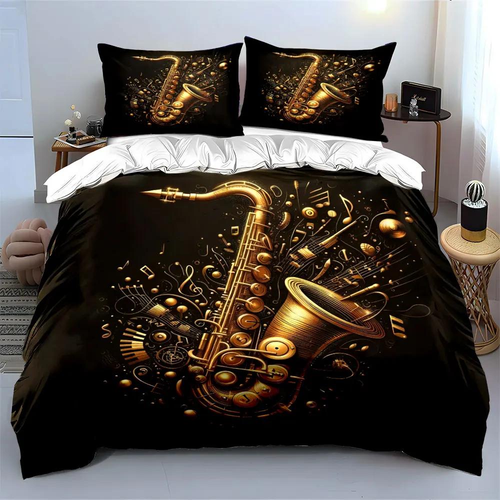 "Musical Instrument Art Decor Set" Multiple sizes kid's and adults' bedroom Exquisite 3PC bedding set, gift