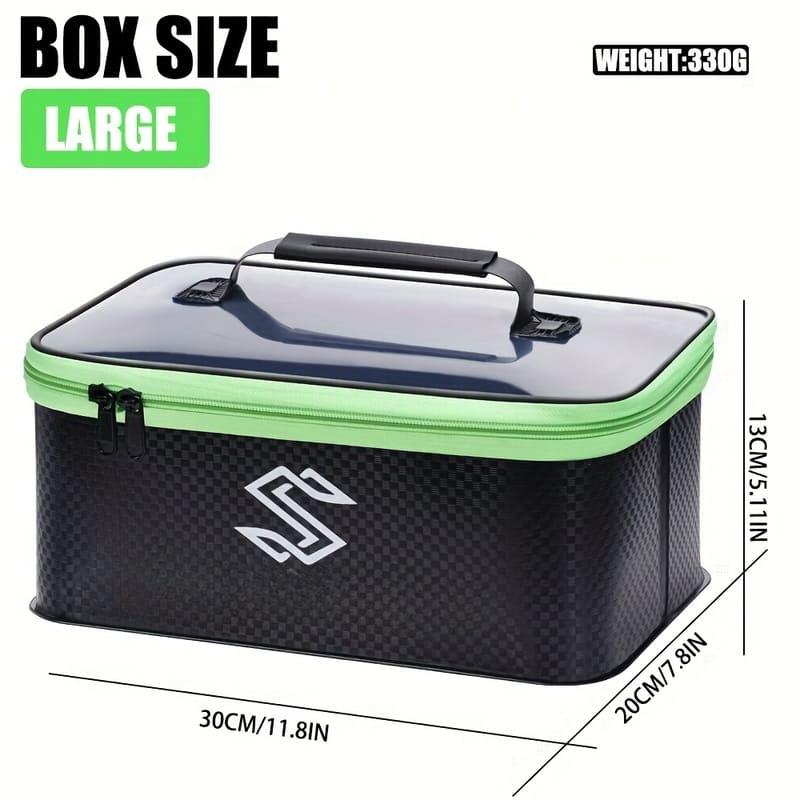 EVA Tackle Box Durable Waterproof Tackle Storage Box Carbon Fiber Pattern Contains Live Fish Bucket and Line Float Suitable for All Anglers