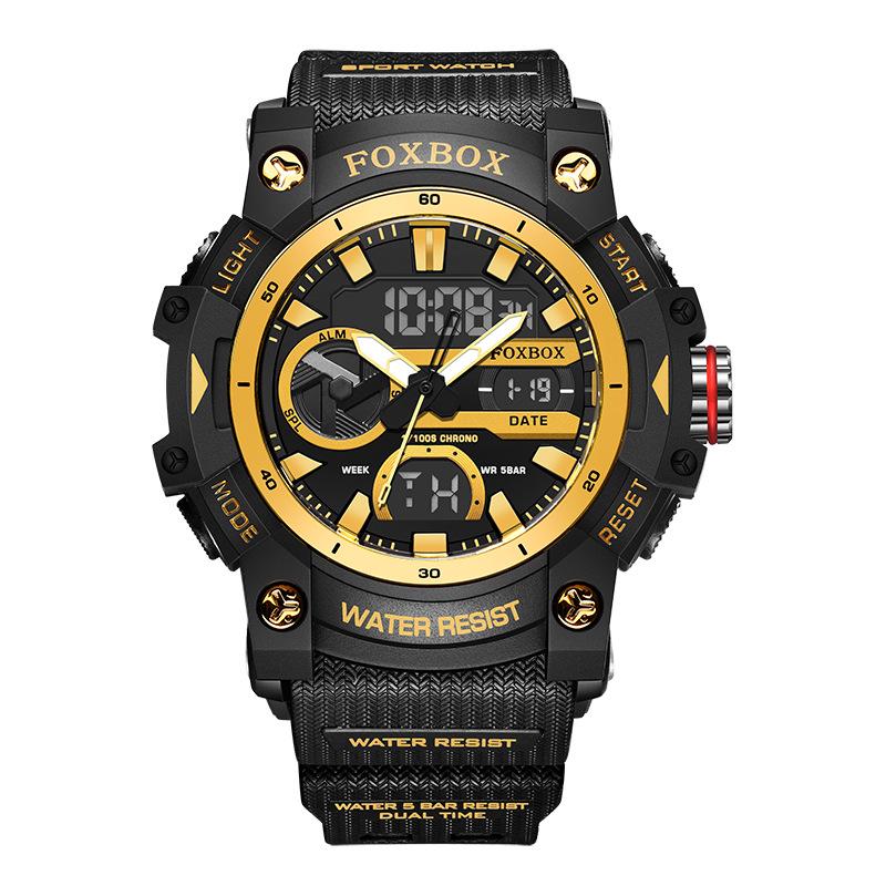 FOXBOX Waterproof Luminous Dual Display Sports Watch - Fashionable Large Dial Wristwatch for Students