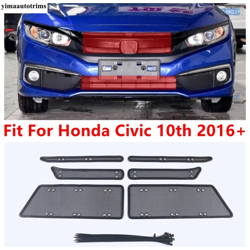 

Car Front Grille ert Net ect Screening Mesh Protection Cover Trim Accessories Exterior For Honda Civic 10th 2016 -
