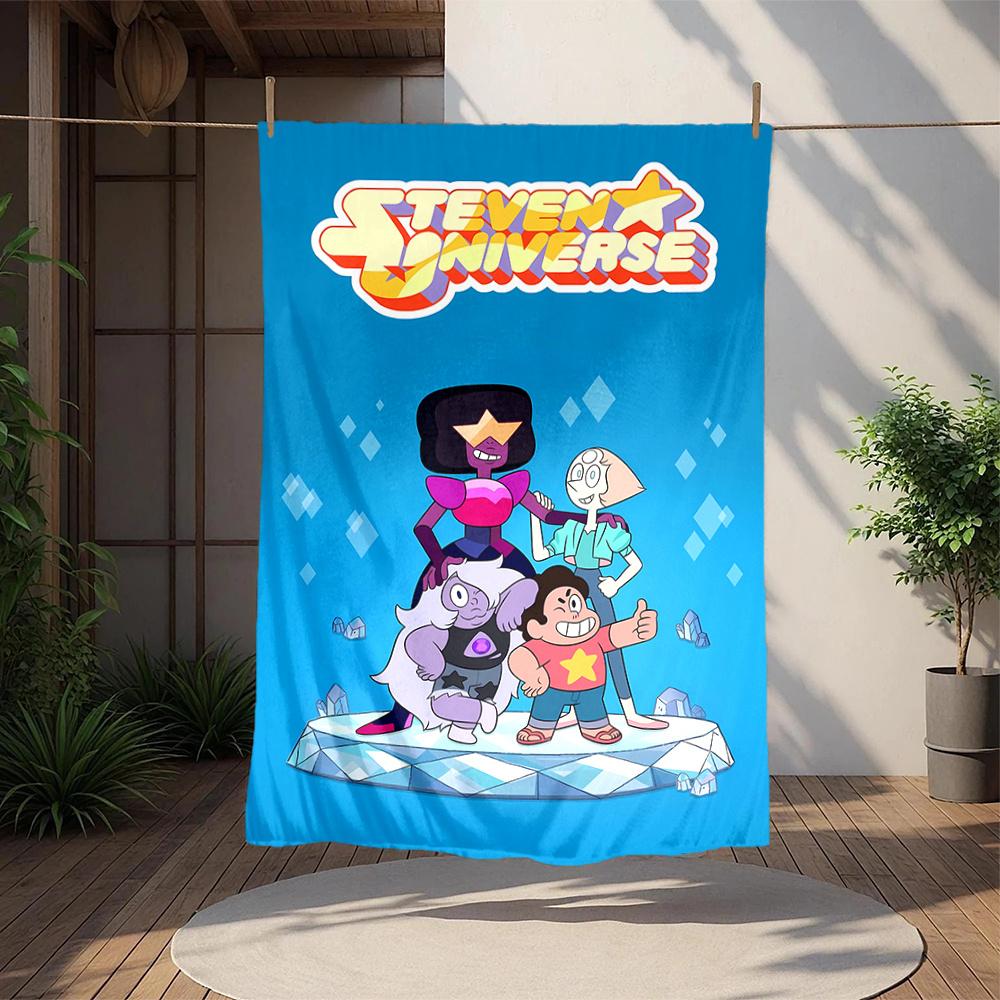 1pc Steven Universe, Cartoon Network, Gems Digital Printed Flannel Blanket, Super Soft Plush Fleece Bed Cover, Multipurpose Four Season Blan