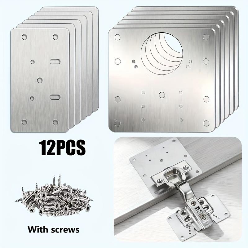 1/11/11 Pcs Hinge Repair Plate Kit with Screws, Heavy Duty Fixing Bracket for Cabinet, Wardrobe & Furniture Door Reinforcement