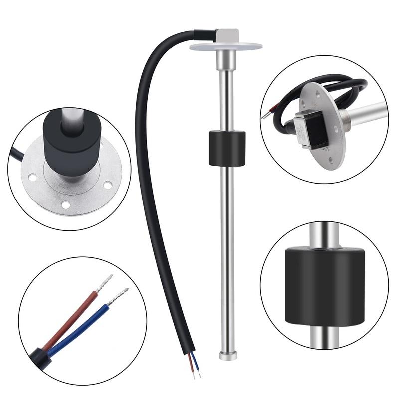 52MM Fuel Gauge with Fuel Level Sensor 125MM 175MM 225MM 275MM 0-190Ohm Sensor With Red Backlight Oil Tank Level Indicator