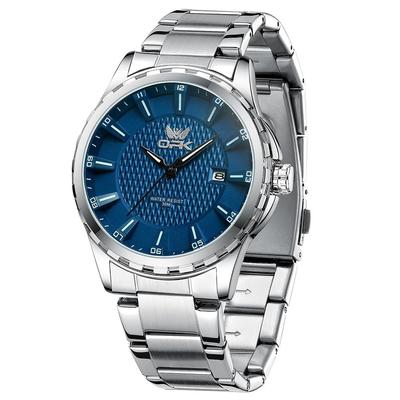OPK Herren-Quarz-Uhr, Schlicht, Beliebt, Stilvoll, Edelstahl, Wasserdicht, Klassisch, Datumsanzeige, Leuchtend, Perfektes Geschenk für High-School-Schüler