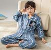 2026 Cotton Kids' Pajama Set: Long Sleeve Lapel Cardigan for Boys & Girls - Spring, Autumn, Winter