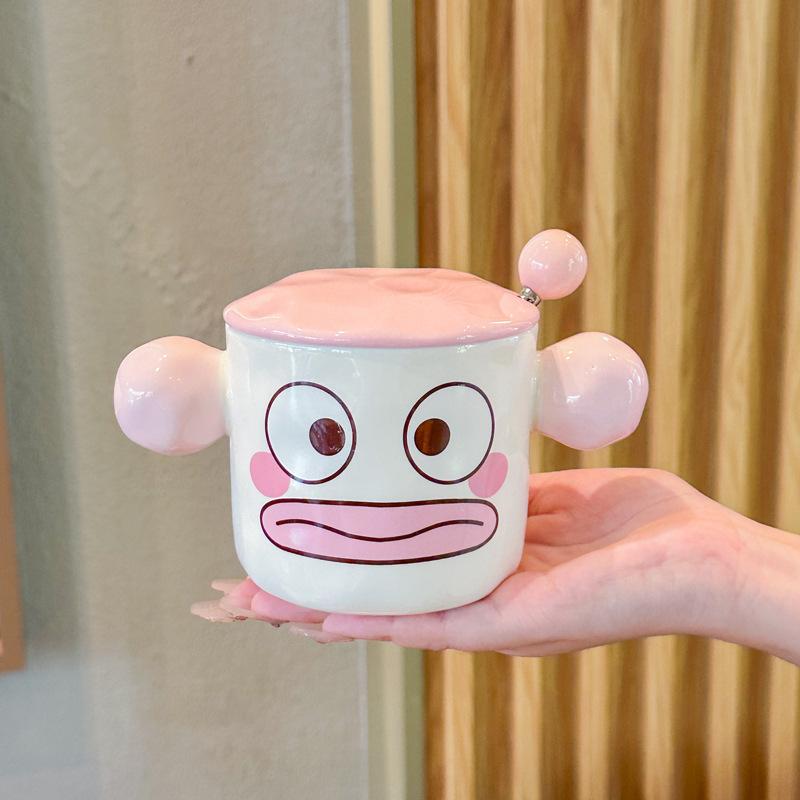 Birthday gifts for boys and girls, cute and cute clown ceramic mug with lid, girlfriend's souvenir gift box.