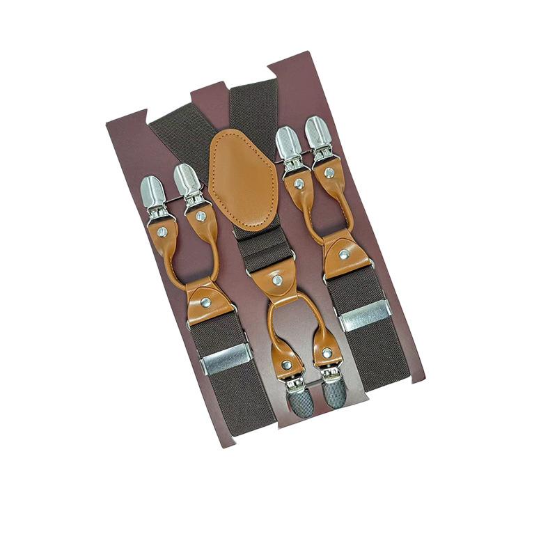 6 Clips Men'S Suspender Belt, Strap Thickened Elastic Belt, High-Quality Hardware Accessories