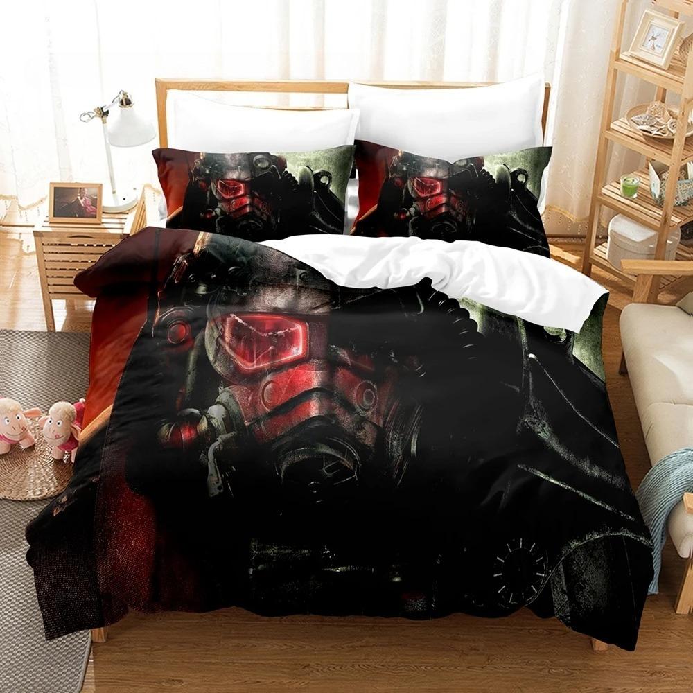 Fallout Vault 33 Bettwäsche-Set Einzelbett Twin Full Queen King Size Bettwäsche-Set Schlafzimmer für Jungen Erwachsene Bettbezug-Sets Anime Bettwäsche-Set Bett
