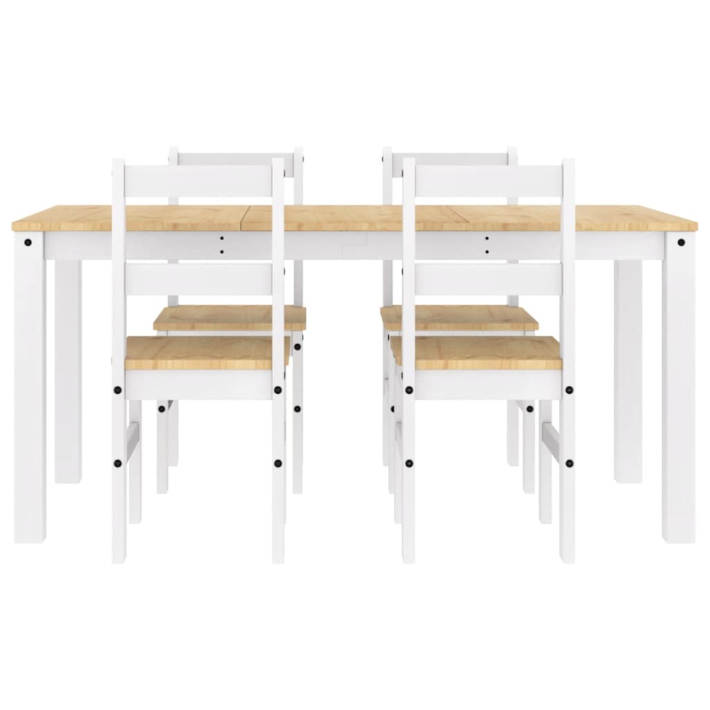 5 Piece Dining Set PANAMA White Solid Pine Wood