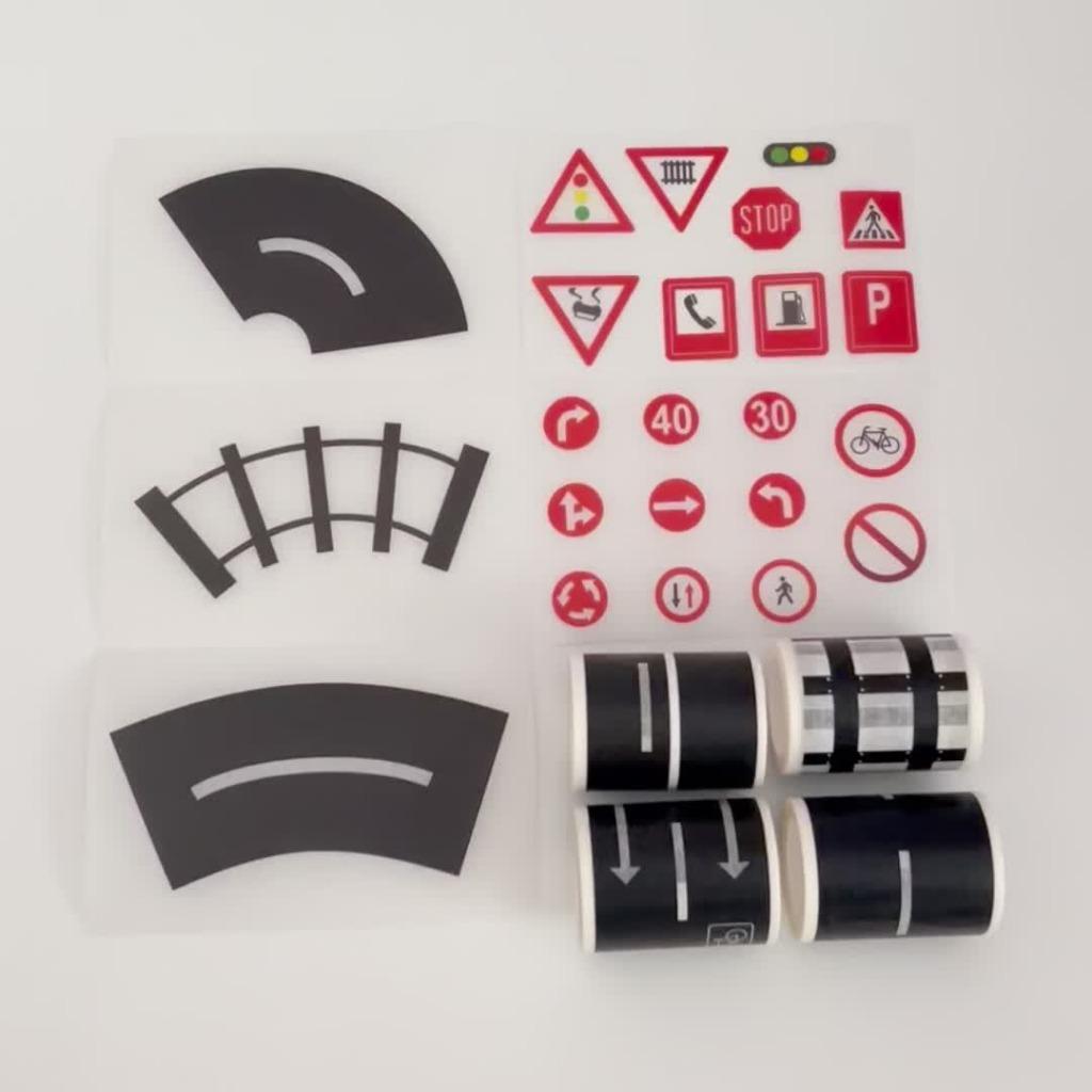 9 Stück DIY Straßenverkehr Klebeband Abziehbares Etikettenband - Perfekt für Eisenbahn Zug Kurve und Papierband