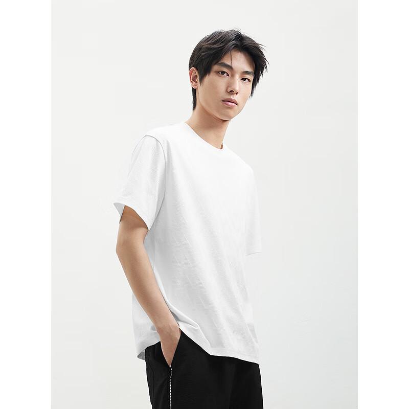 GXG Men's Two-Tone Jacquard Texture Short Sleeve Casual Crew Neck T-Shirt