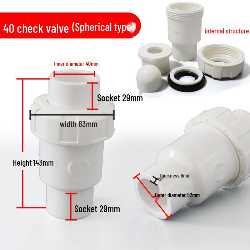 25mm PVC Rückschlagventil Rückflussverhinderer Wasserablaufrohranschluss (Modell: 325075)