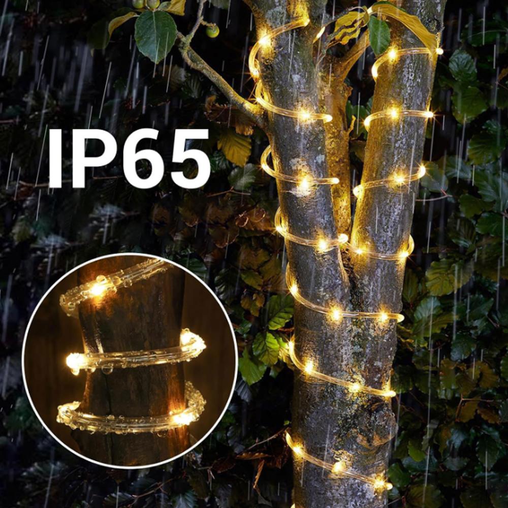 Solar Powered LED Tube Lights, Outdoor Waterproof Garden String Lights, Balcony Courtyard Christmas Atmosphere Decoration Lights