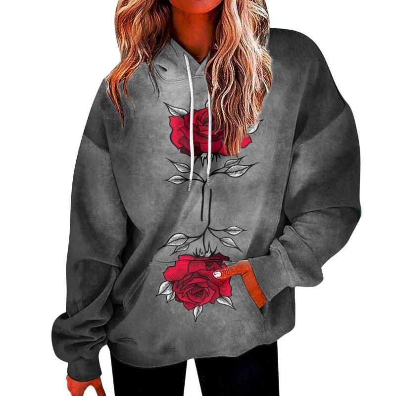 Womens Oversized Hooded Sweatshirt With 3D Print Graphic Loose Fit Long Sleeve Casual Top In Vintage Tie-Dye Style