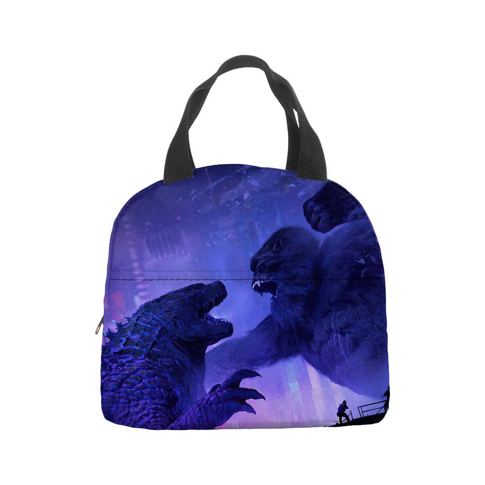 Godzilla Vs Kong Anime Lunch Bento Insulation Tote Bag Godzilla Vs King Kong Hand Ice Bag