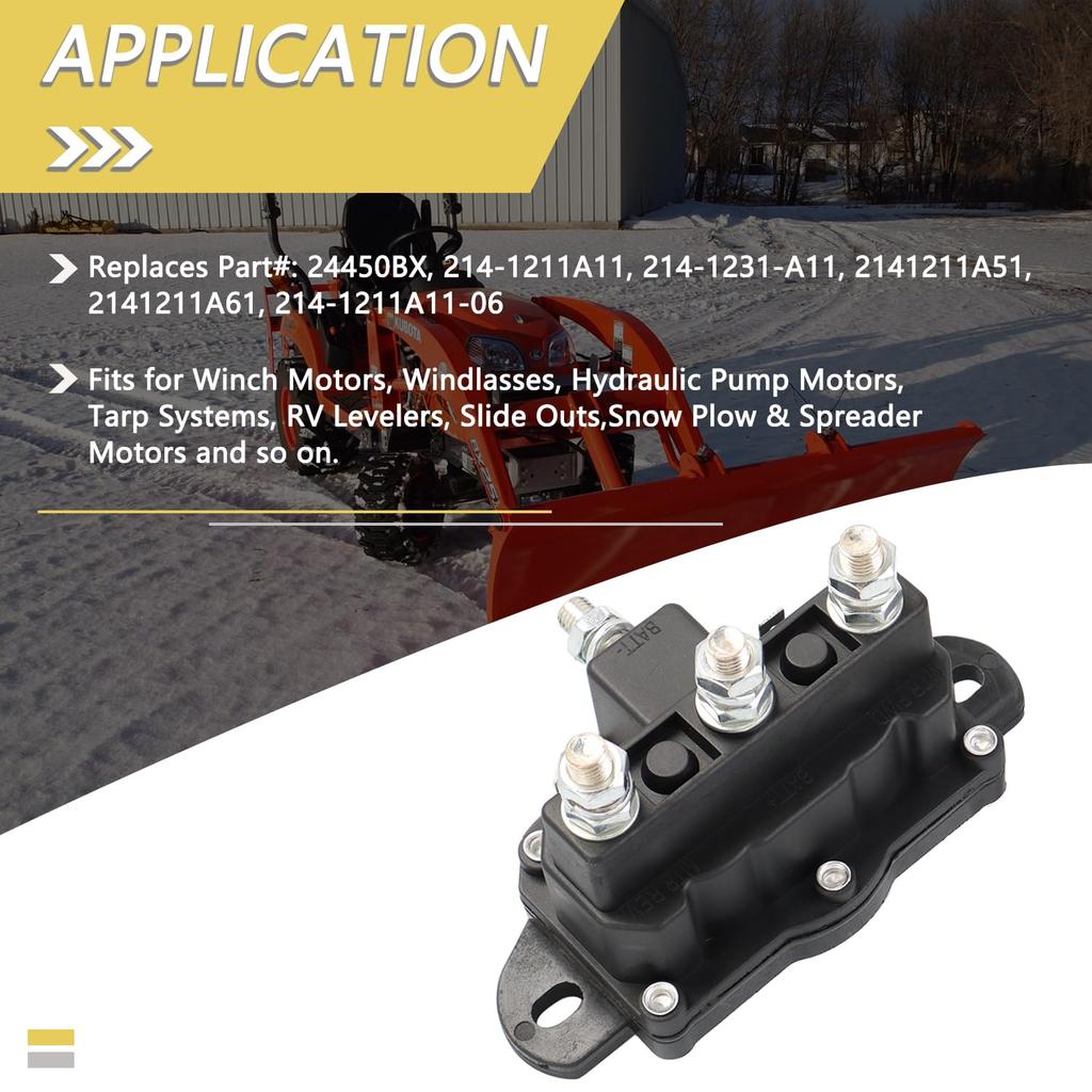 Winch Motor Reversing Solenoid 12V 6 Terminal DC Contactor Relay Switch Intermittent Duty Replaces 24450 214-1211A11 214-1211A11-06 Solenoid Switch