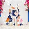 Women Plus Size Furry V Neck Long Sleeve Dark Blue Abstract Print Belted A Line Midi Dress