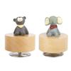 Music Box Round Shape Animal Style Pleasing Melody Exquisite  Wooden Musical Box for Kids Fam
