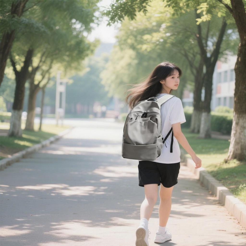 YOVERGA Backpack for Women, High School Students, Popular Student Backpack, Outdoor Nylon Backpack, Large Capacity, Solid Color, Lightweight, Unisex,