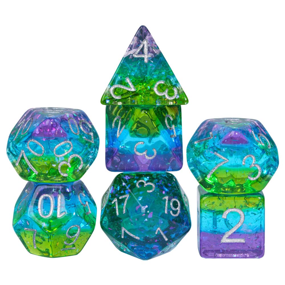 Cusdie 7Pcs Pride Flag Dice DND Trans-Pride D&D Dice Multicolor D4-D20 Polyhedral Dice Set for Role Playing Game Board Games