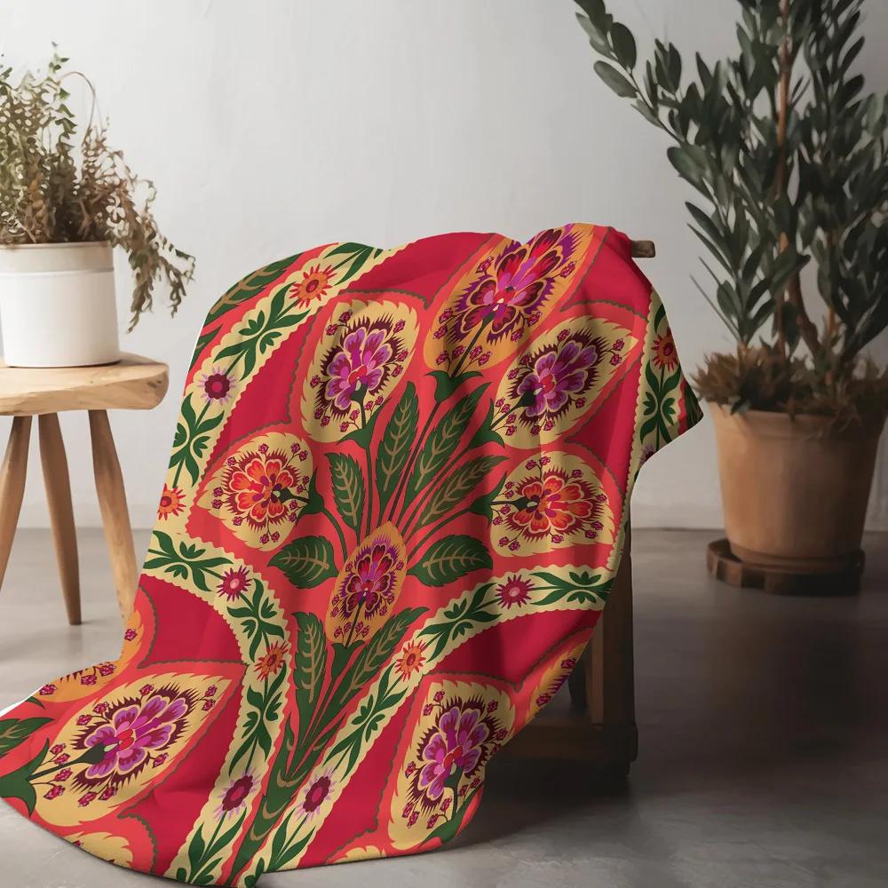 Vibrant Floral Embroidered Throw Blankets Soft Warm Flannel Scottish Terrier Pet Throw Blanket Bed Sofa Couch Bedspreads Quilt