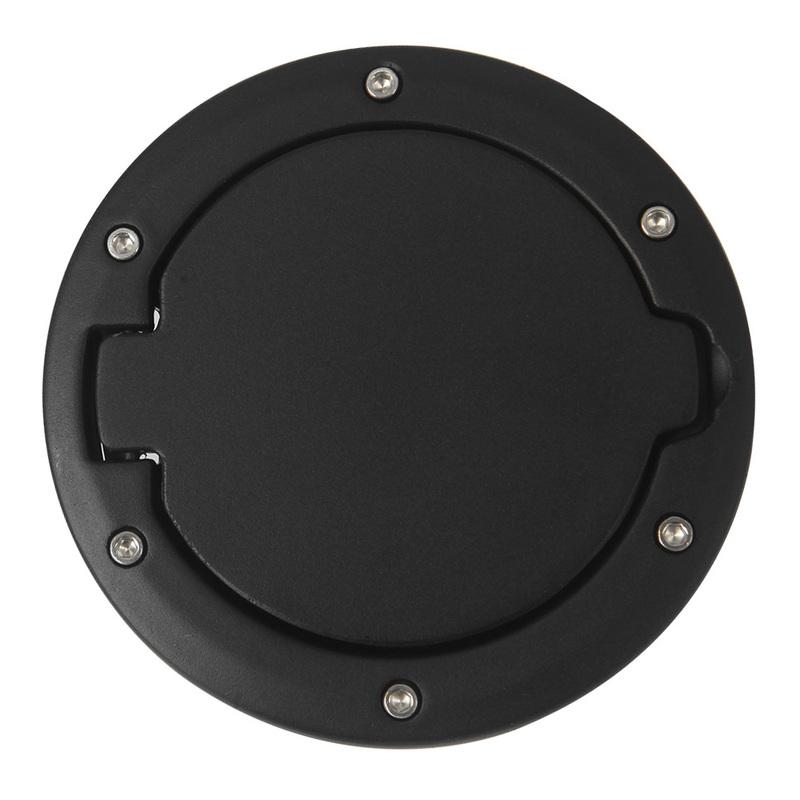 Fuel Tank Cap Cover Aluminum Alloy Gas Tank Cap Cover Black Fuel Door Gas Tank Cover for  Wrangler JK 2007-2017 Accessories