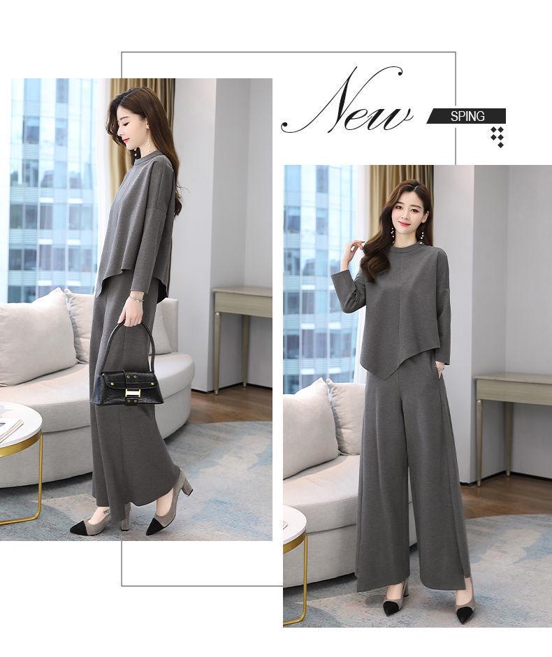Elegant Wide-Leg Pants and Blazer Set - Slimming and Stylish for Mature Women In Spring and Autumn