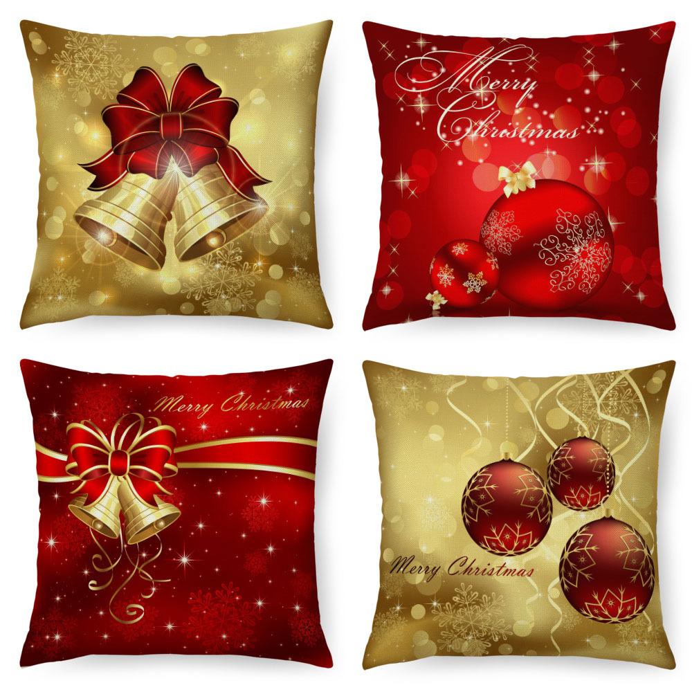 Imitation Linen Pillow Case Home Decoration Christmas Pillow Four-piece Set Living Room Sofa Cushion Cover Bedroom Pillow