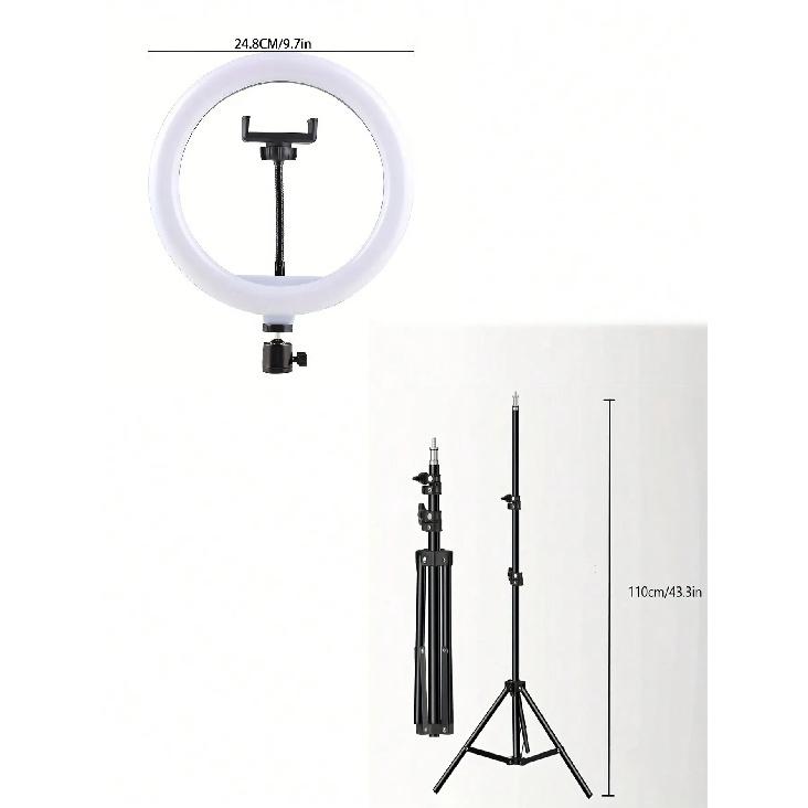 110cm tripod standı+O klips, 10 inç canlı yayın halka dolgu ışığı ve selfie canlı yayın artefaktı ile donatılmıştır