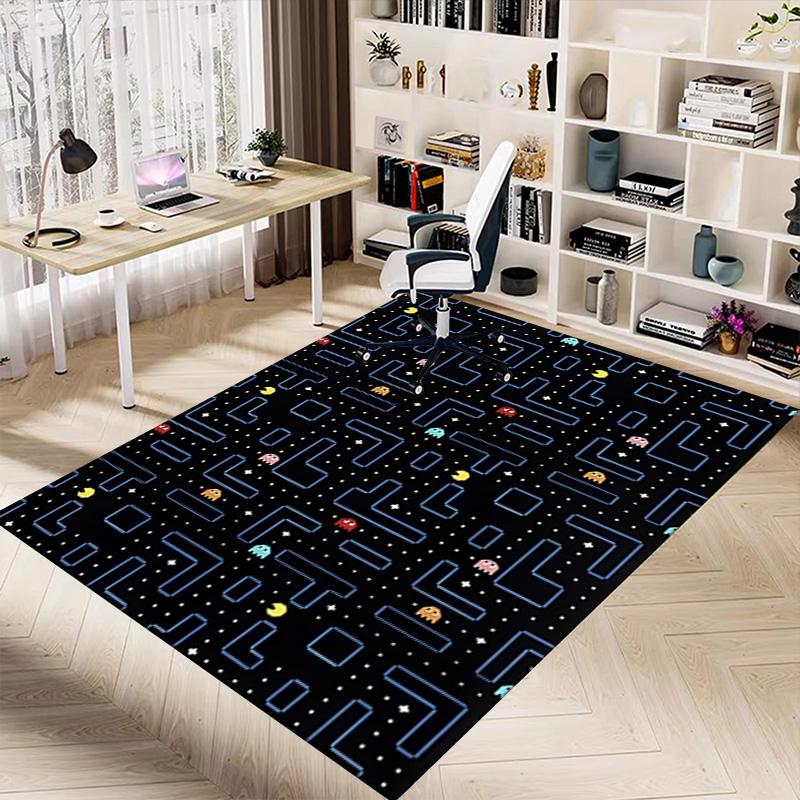 1pc Pacman Maze Adventure Carpet for Playroom Bedroom Living Room Sofa Home Decor,kids Game Area Rug Non-slip Floor Mat Y730140