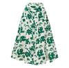 Women Spring Floral Print Skirt Summer Casual A-Line High Waist Middle Long Split Skirts S-XL